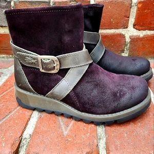 Fly London suede and leather boots, size 6